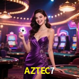 Escena dinámica inspirada en casino con iluminación AZTEC7, cartas, fichas e íconos de juegos digitales en un espacio moderno de juegos.